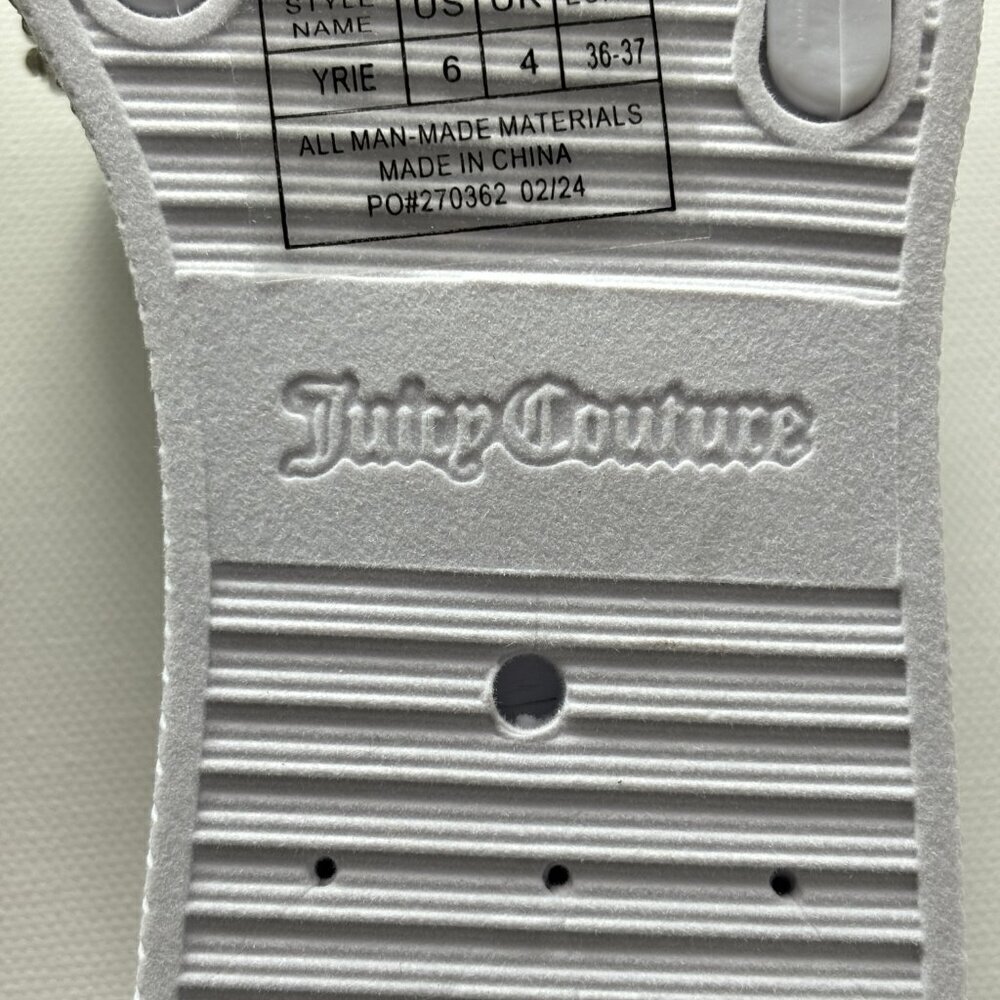 Juicy Couture Women's Yrie White Rhinestone Slides - Picture 10 of 13
